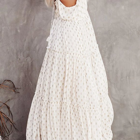 BNWOT Women's Summer Wrap V Neck Dress Flowy Tiered Ruffled Slip Maxi Dress - Picture 2 of 3